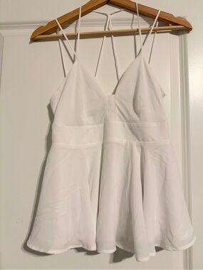 Express White Spaghetti Strap Top with Cut Out Back